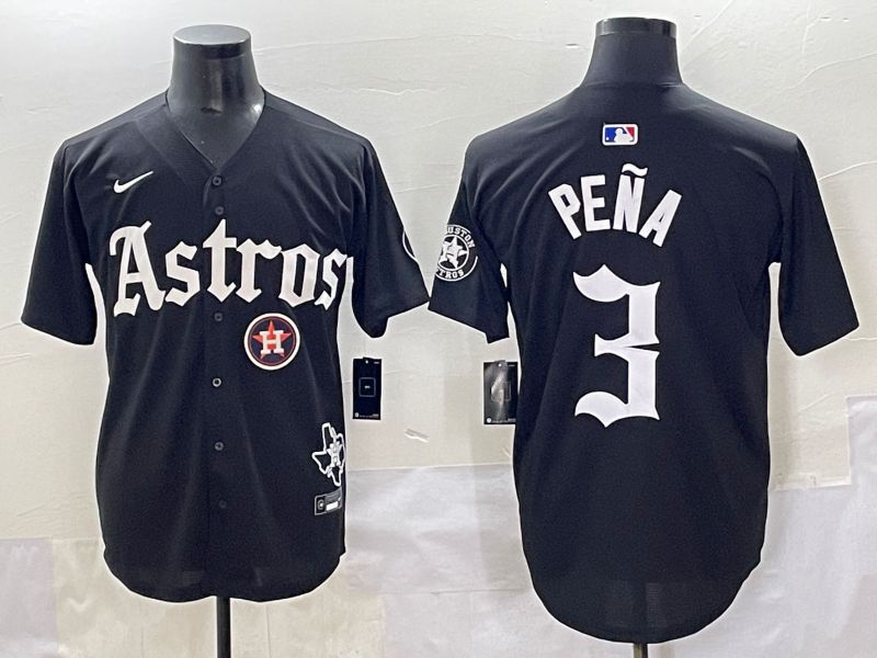 Men 2025 Houston Astros 3 Pena Black Five generations Joint Name Nike MLB Jersey style 21